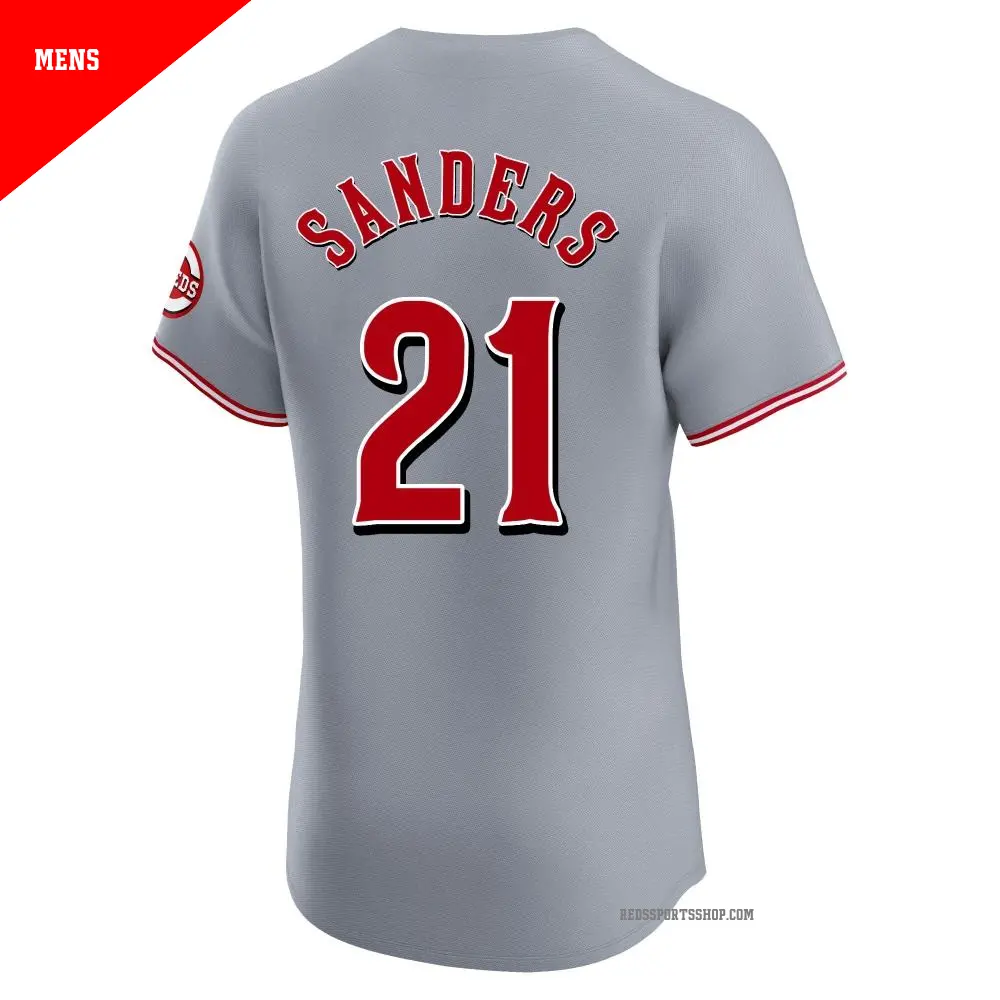 Men's ＃21 Deion Sanders Cincinnati Reds Gray Elite Road Jersey