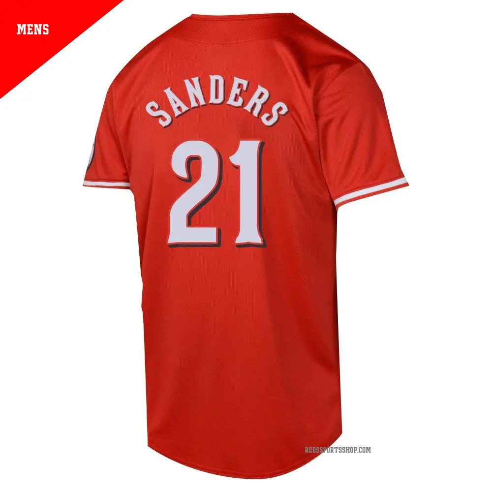 Men's ＃21 Deion Sanders Cincinnati Reds Red Limited Alternate Jersey