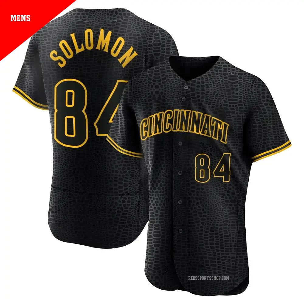 Men's ＃84 Jared Solomon Cincinnati Reds Black Authentic Snake Skin City Jersey