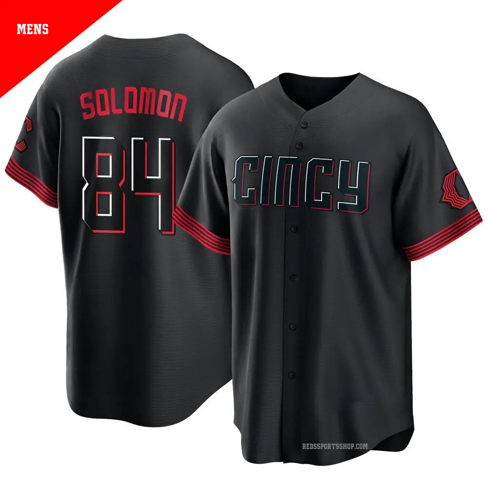 Men's ＃84 Jared Solomon Cincinnati Reds Black Replica 2023 City Connect Jersey