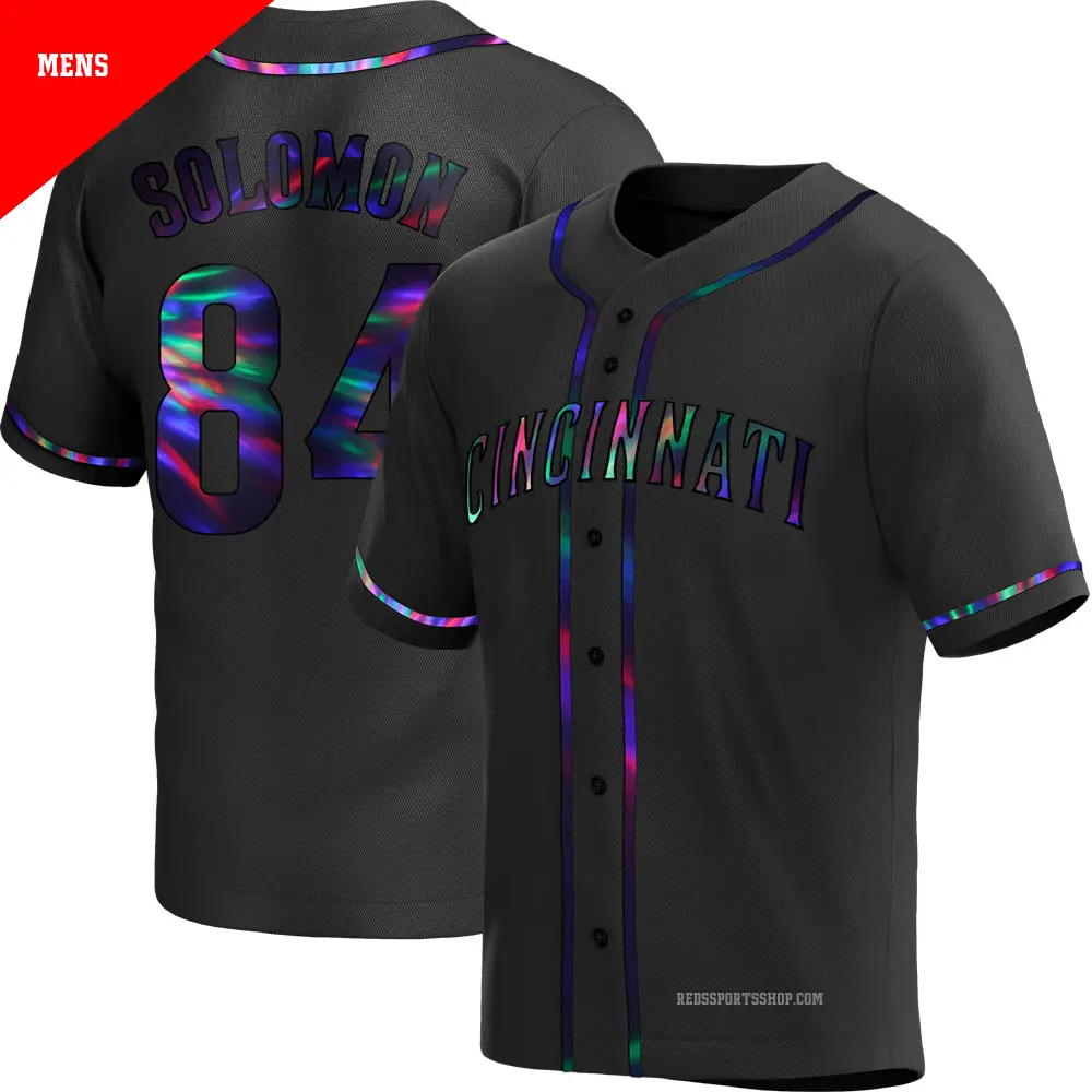 Men's ＃84 Jared Solomon Cincinnati Reds Black Replica Holographic Alternate Jersey