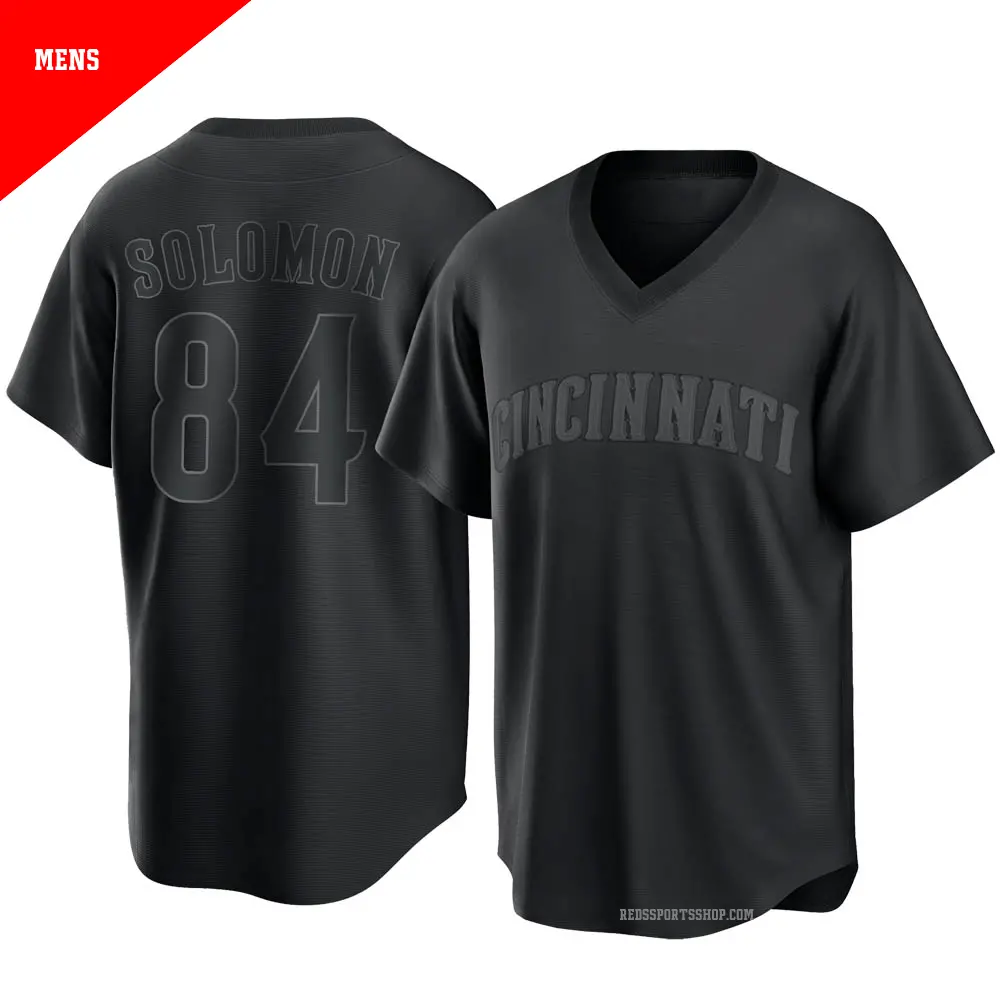 Men's ＃84 Jared Solomon Cincinnati Reds Black Replica Pitch Fashion Jersey