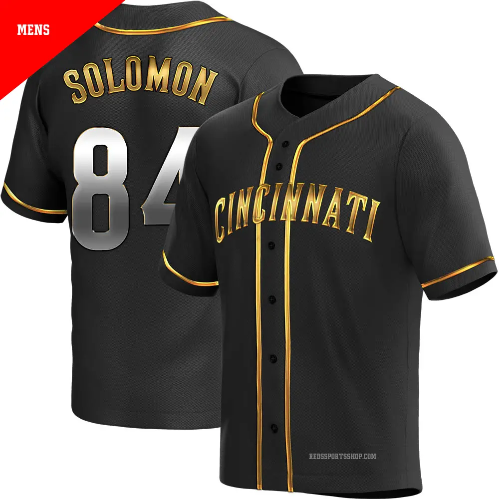 Men's ＃84 Jared Solomon Cincinnati Reds Gold Replica Black en Alternate Jersey