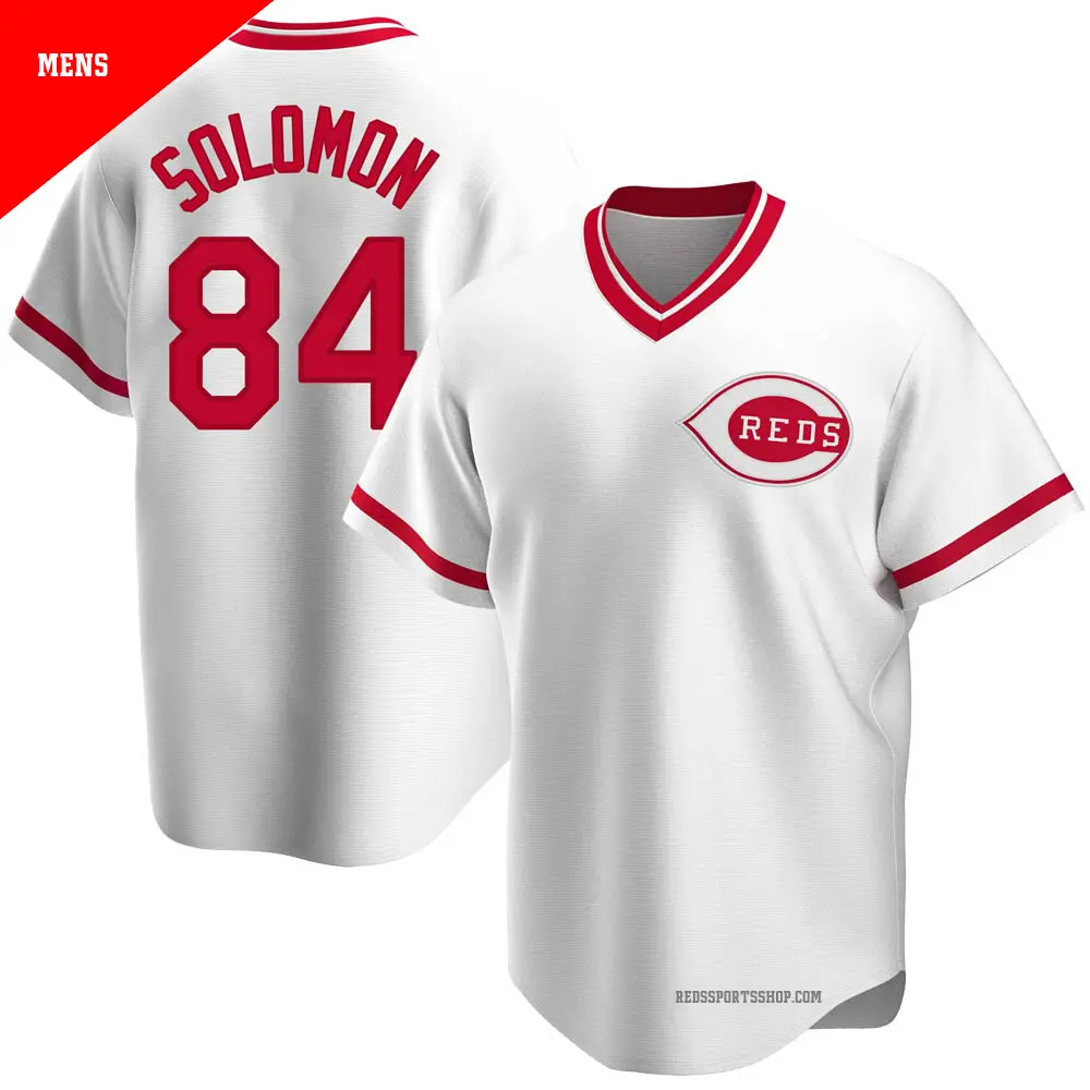 Men's ＃84 Jared Solomon Cincinnati Reds White Replica Home Cooperstown Collection Jersey