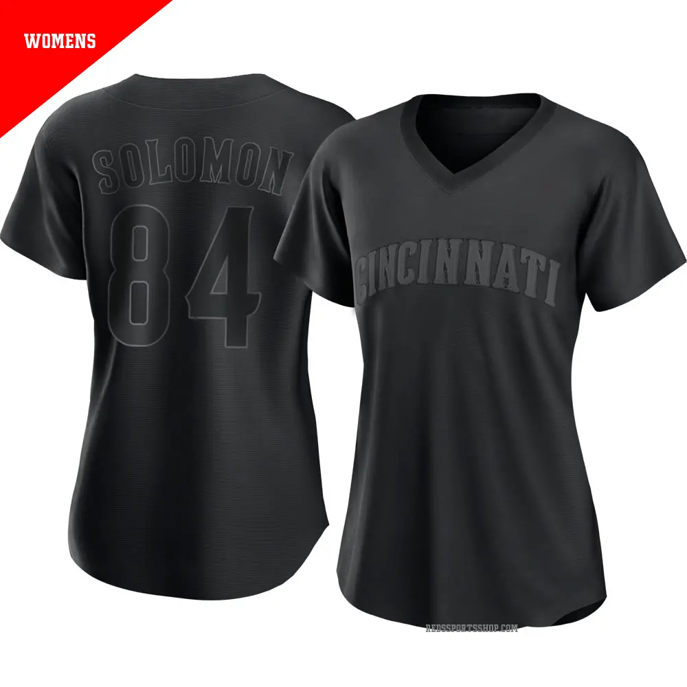 Women's ＃84 Jared Solomon Cincinnati Reds Black Authentic Pitch Fashion Jersey