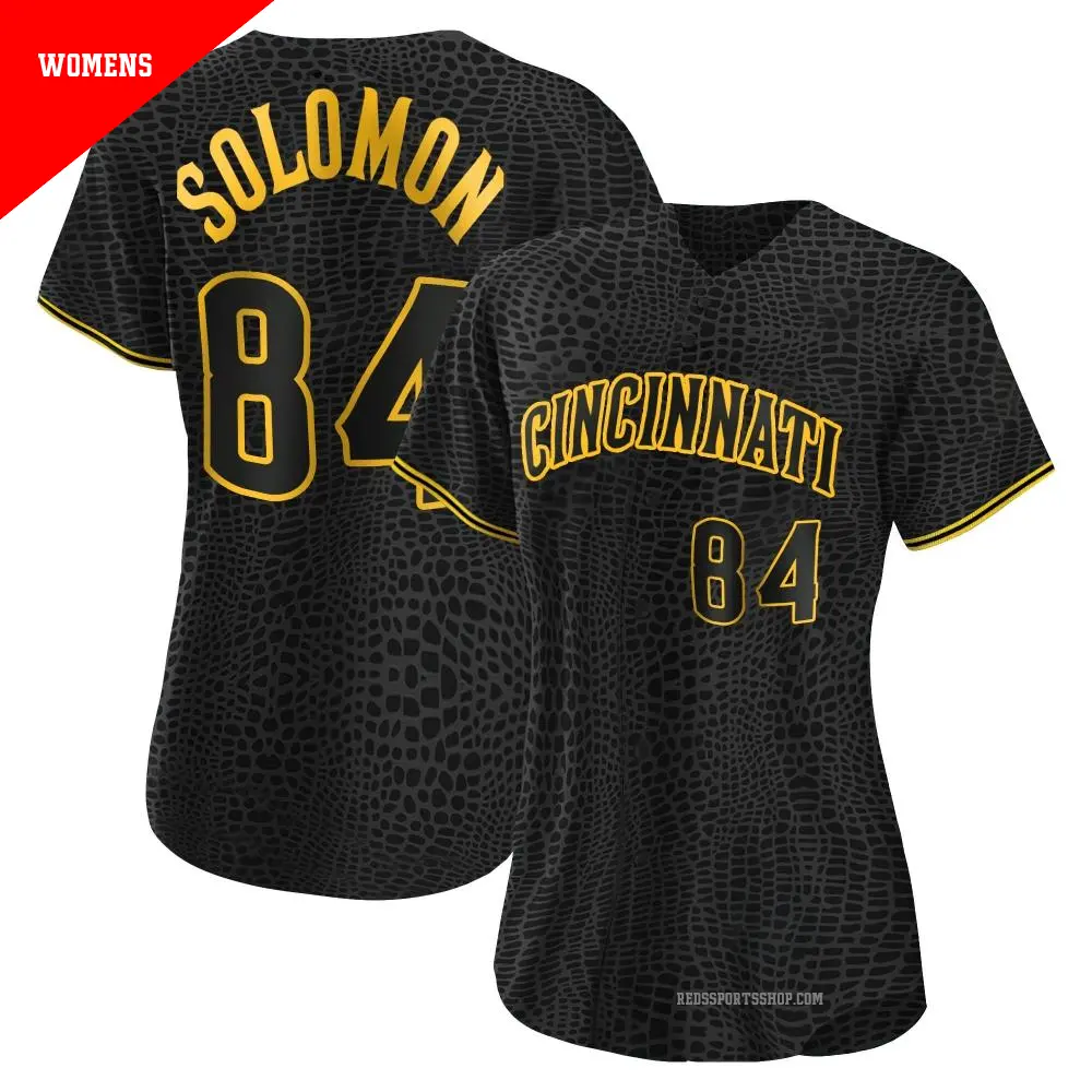 Women's ＃84 Jared Solomon Cincinnati Reds Black Authentic Snake Skin City Jersey