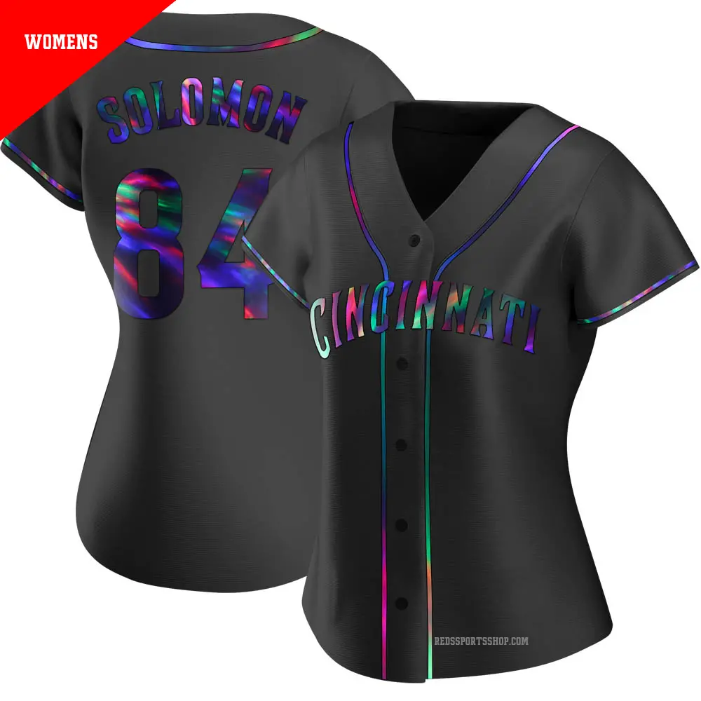 Women's ＃84 Jared Solomon Cincinnati Reds Black Replica Holographic Alternate Jersey