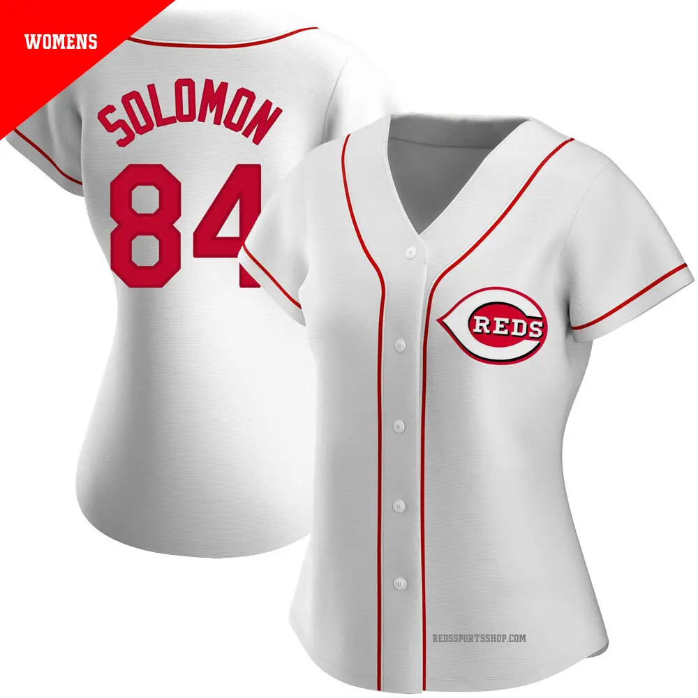 Women's ＃84 Jared Solomon Cincinnati Reds White Authentic Home Jersey