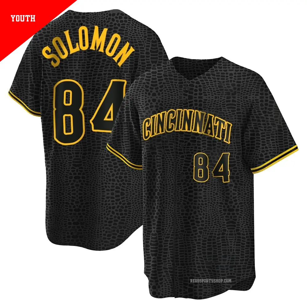 Youth ＃84 Jared Solomon Cincinnati Reds Black Replica Snake Skin City Jersey