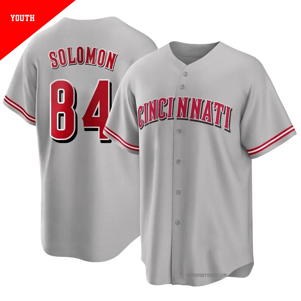 Youth ＃84 Jared Solomon Cincinnati Reds Gray Replica Road Jersey