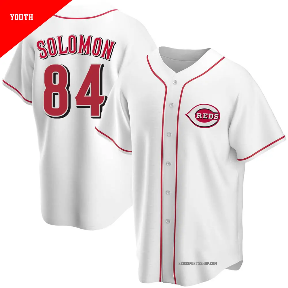 Youth ＃84 Jared Solomon Cincinnati Reds White Replica Home Jersey